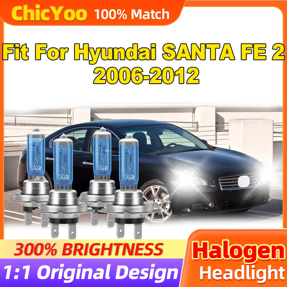 

Fit For Hyundai SANTA FE 2 2006-2010 2011 2012 200W Front Lamps 24000LM Super White Halogen Headlights 12V 6000K Car Lights