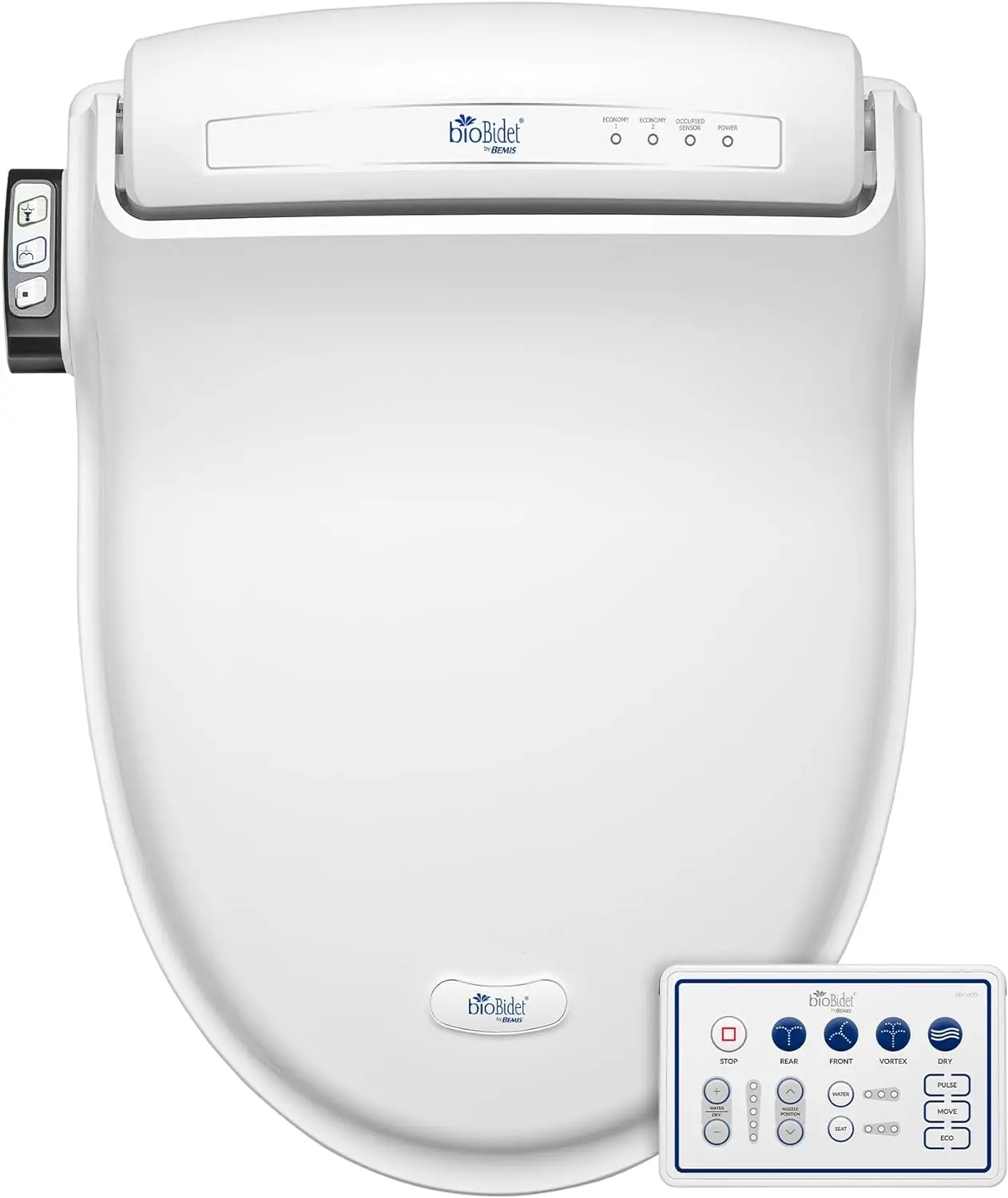 

BB1000 Electric Bidet Toilet Seat, Warm Water with Air Dryer, Heated Seat with Slow Close Lid, Remote Control, Elongated White