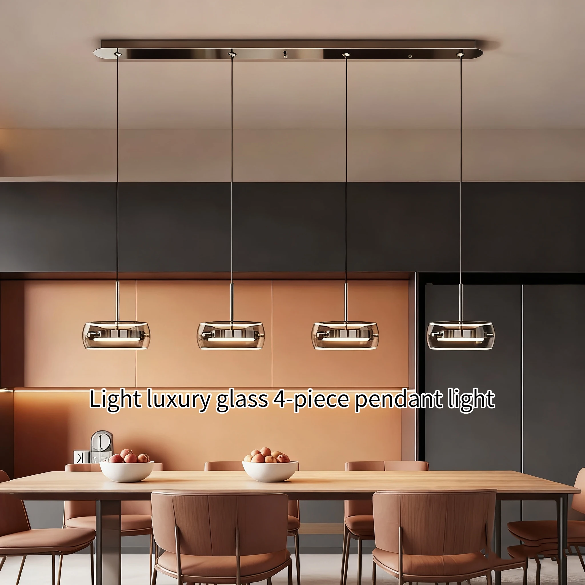 ライトラグジュアリー4点セットガラスダイニングテーブルライト、ガラスダイニングルームペンダントライト、ダイニングルームライト、リビングルーム室内照明