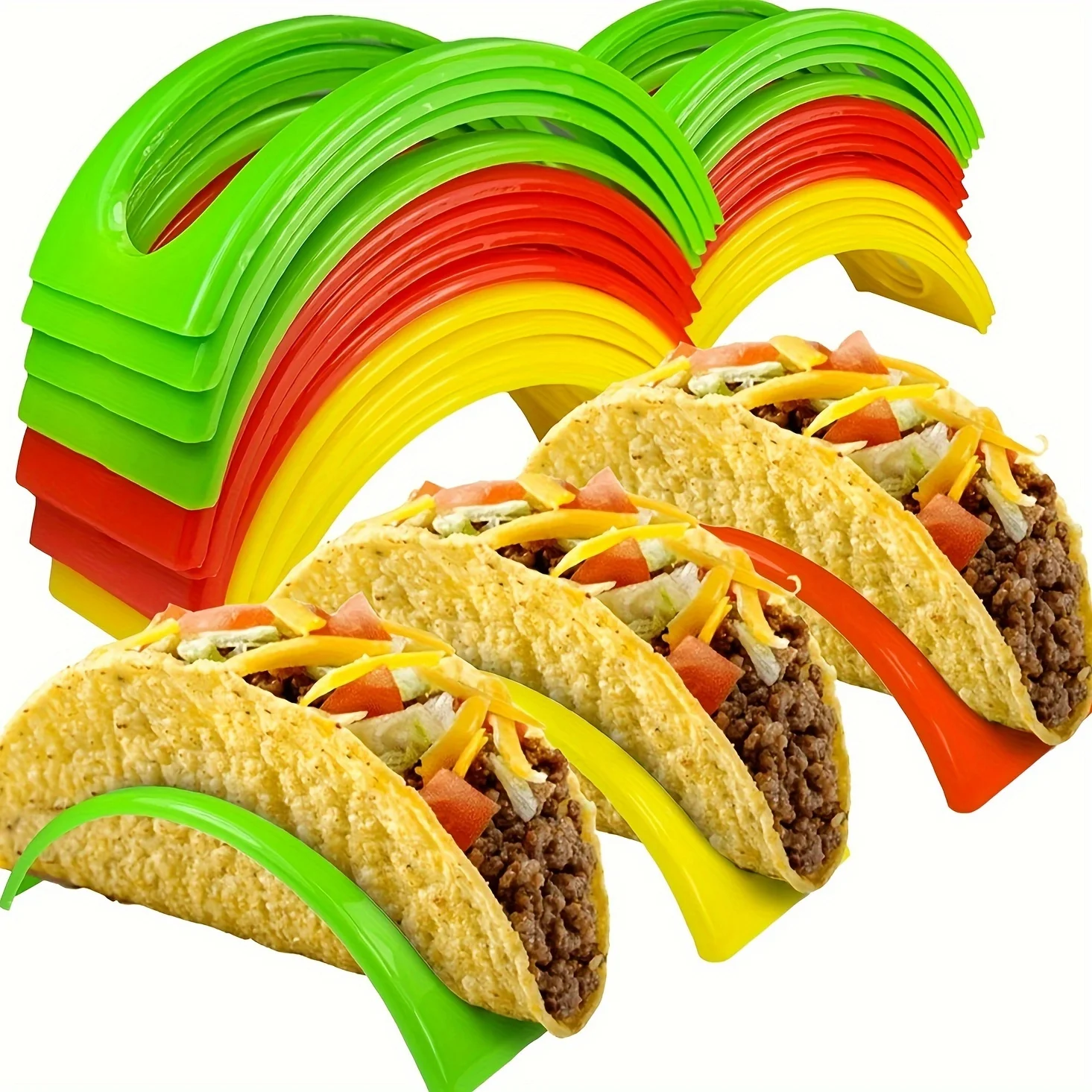 12 piezas de soportes coloridos para tortillas de maíz, soportes para tortillas curvados para restaurante y hogar, estantes Tucker, soportes para tortillas mexicanas