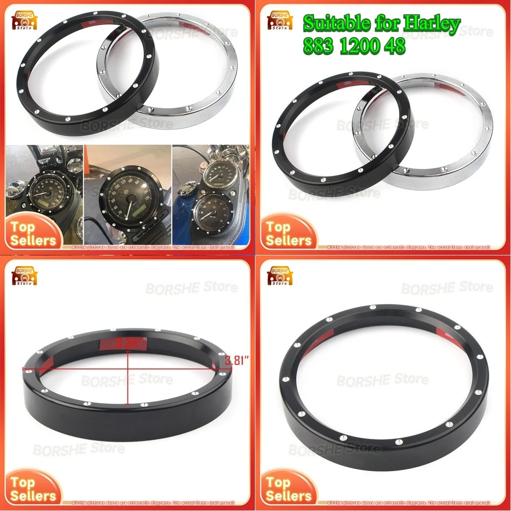 

2026 Suitable for Harley 883 1200 48 Motorcycle Accessories Custom Metal Instrument Cover Speedometer Ring Odometer Shield