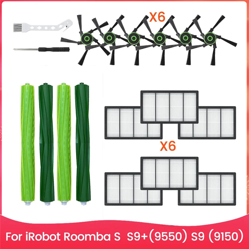 ABUD-อุปกรณ์เสริมสําหรับ Irobot Roomba S Series S9 +(9550) S9 (9150) หุ่นยนต์สูญญากาศ,อะไหล่แปรงหลักตัวกรองแปรงด้านข้าง