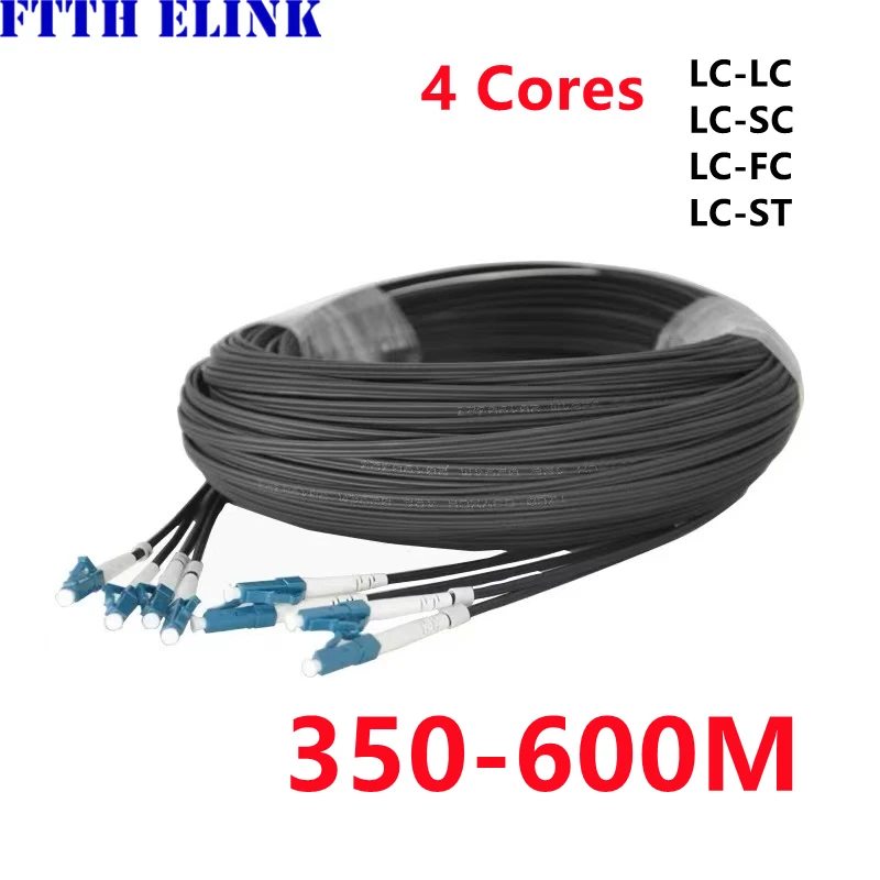 LC/UPC Drop optic patch cord 4 Cores 350-600M 3 steel 2C Outdoor single mode FTTH Drop Fiber Optic Jumper G652D Patch lead cable