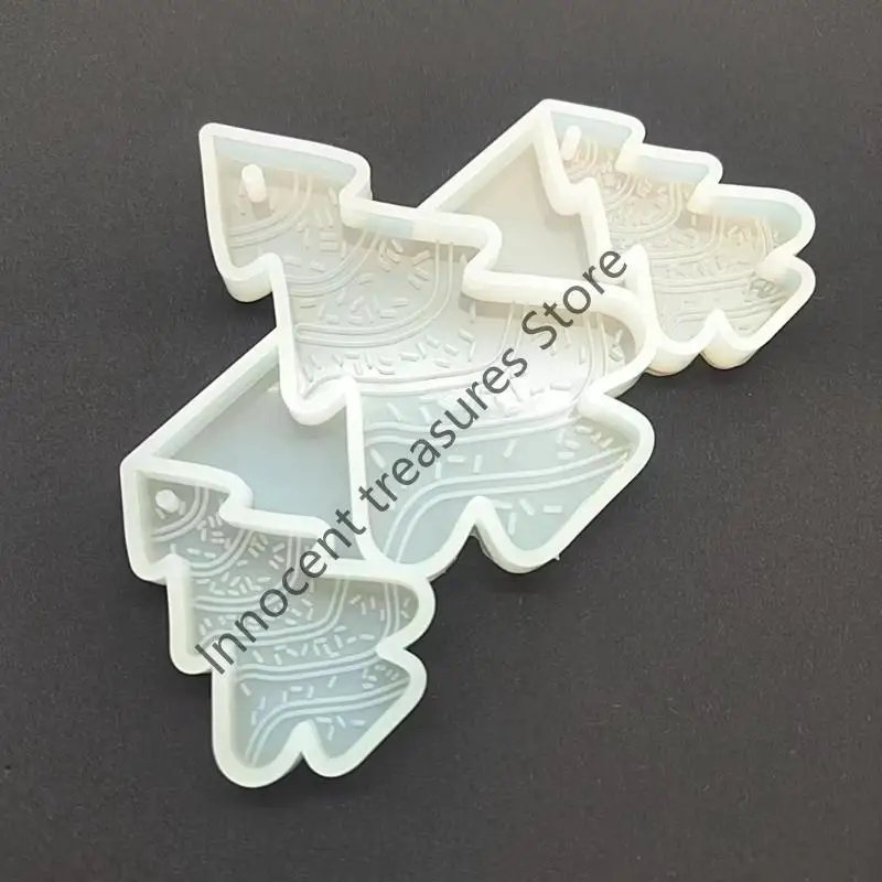 

3XUA Рождественский брелок из эпоксидной смолы, силиконовая форма с отверстием для брелока, форма для подвески