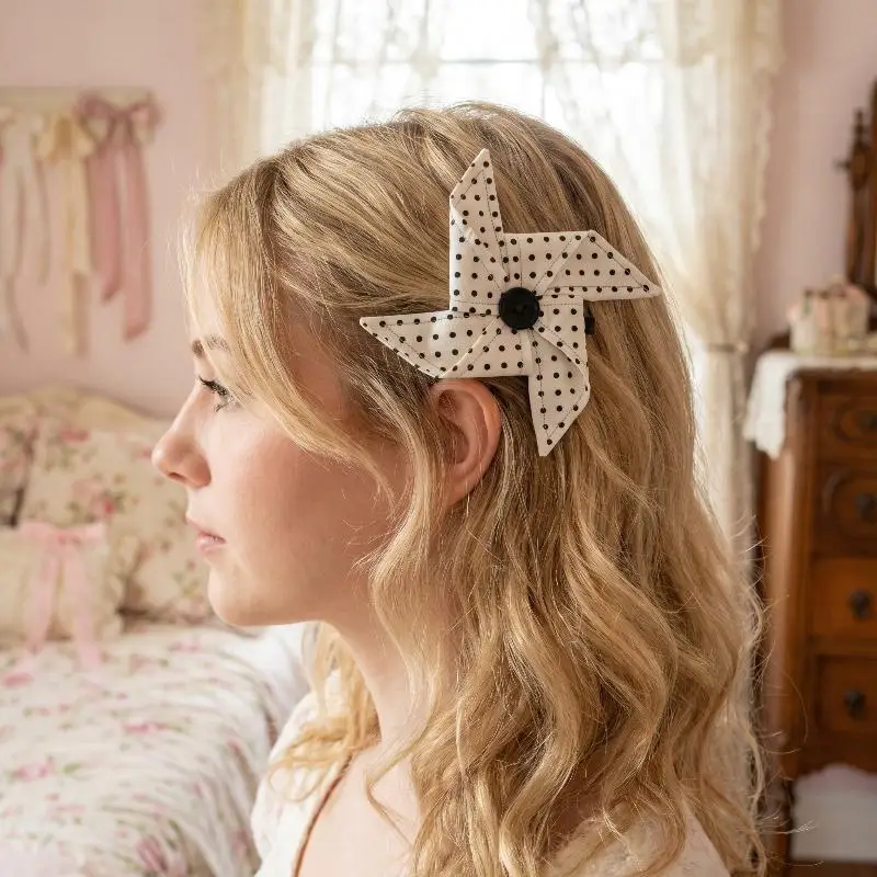 Funny Polka Dot Windmill Shaped Hair Clip Cute Y2K Style Creativity Hair Clip For Daily Wear Photoshoot Girls Hair Accessories
