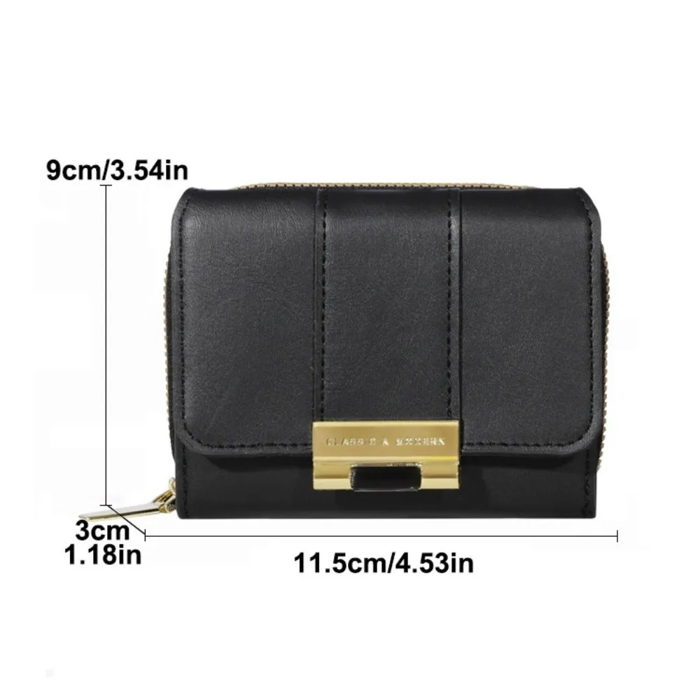 Simple Solid Color Fold Wallet Short PU Leather Card Holder Handheld Korean Style Coin Purse Men