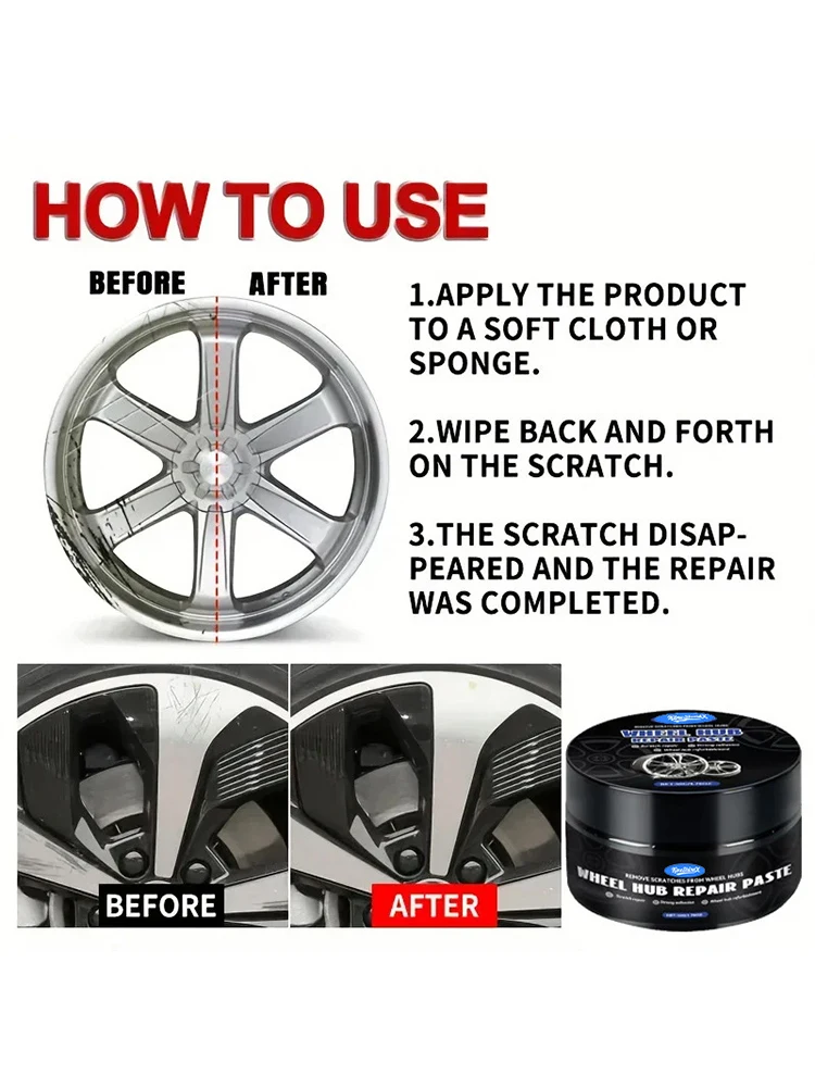 50g Wheel Hub Refurbishment Repair Tool Car Wheel Hub Scraping Scratch Repair Refurbishment Steel Ring Repair Paste