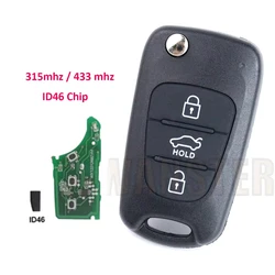 for Kia K2 K5 Soul Forte Rio Carens Cadenza for Hyundai Sonata Tucson Mistra Veloster IX25/35 315/433Mhz ID46Chip Car Key Remote