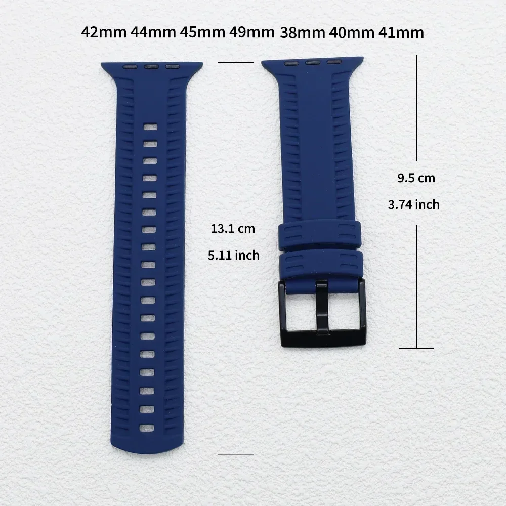 สายซิลิโคนสําหรับ Apple Watch Band 45 มม.41 มม.44 มม.40 มม.42 มม.38 มม.สร้อยข้อมือกีฬาสําหรับ iWatch Series 9 8 7 6 5 SE 4 3 2 Ultra 49 มม.
