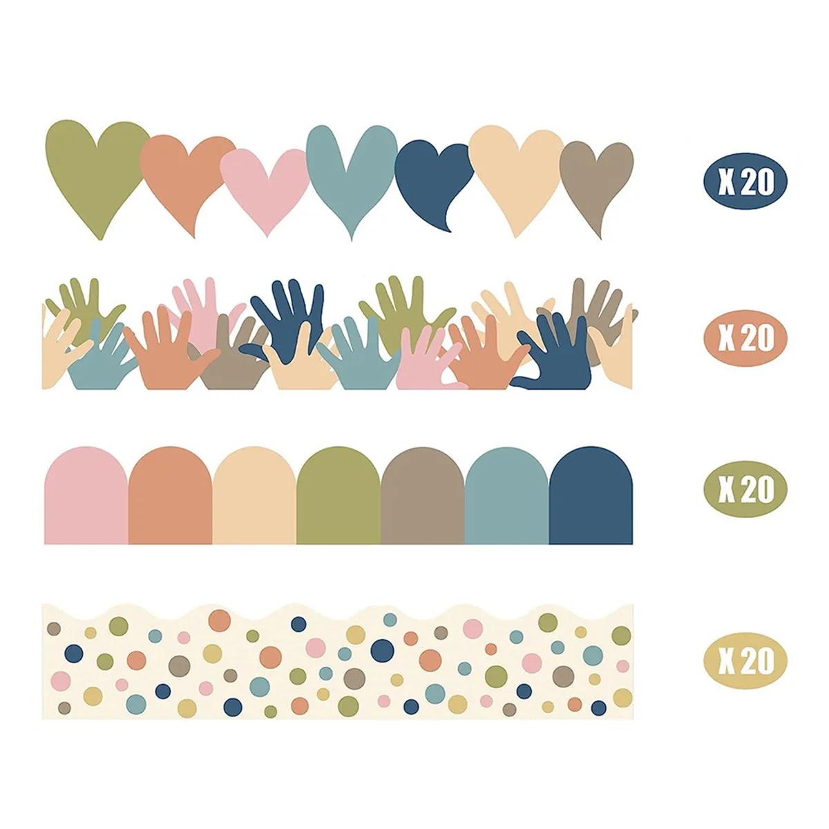 بوهو لوحة الإعلانات الحدود الفصول الدراسية ديكور 80 قطعة الحدود الملونة ديكور لوحات الإعلانات الجدران مكاتب النوافذ الأبواب خزائن