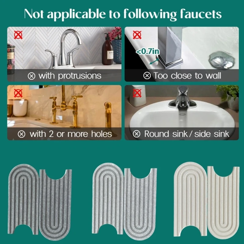 Diatomite Faucet Mats Quick Dry AntiSlip Absorbent Mats for Home Kitchen Bathroom H7EA