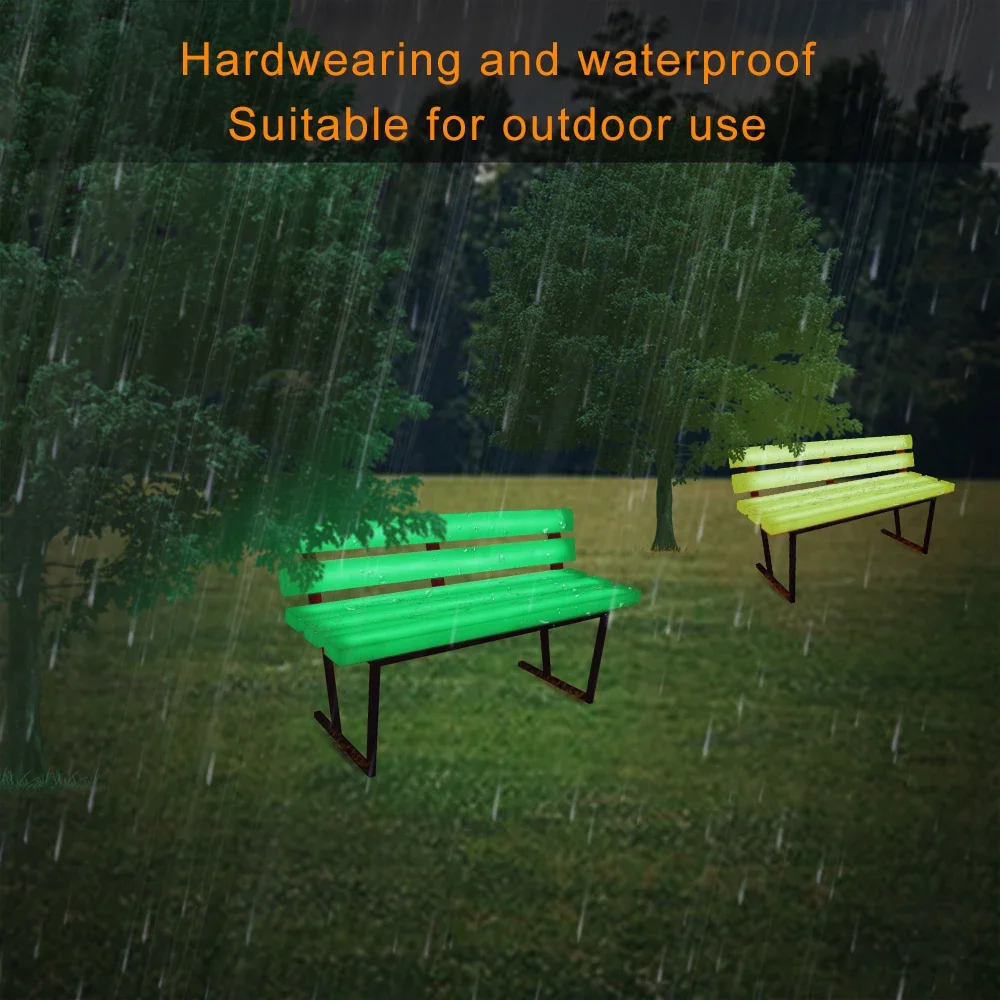 12V RGB Illuminated PE Plastic Seat Outdoor Garden Bench Chairs LED Garden Furniture LED Park Bench