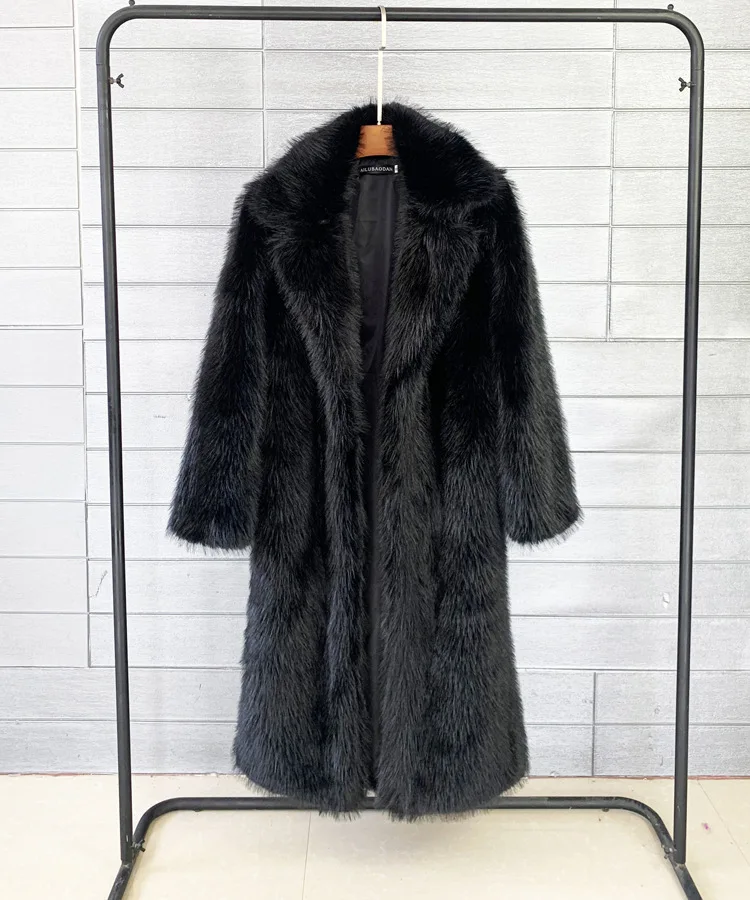 Donne imitazione Mix volpe finta manica lunga cappotto lungo sciolto high street spessa 2023 autunno Slim Fit elegante giacca lunga