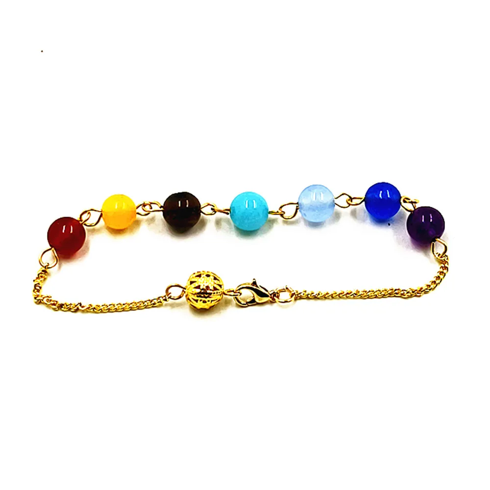 SL Reiki Silvery Color Pendulum Chain Healing 7 Chakra Gem Stone Beads Accessories Charms Colorful Jewelry Amulet