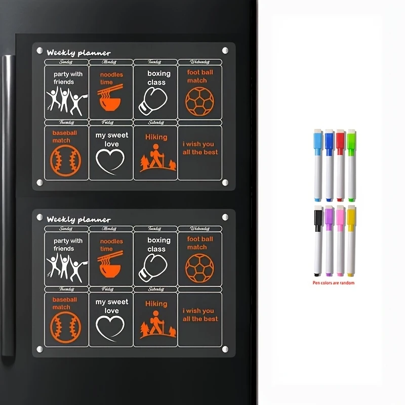 crylic Magnetic Calendar for Refrigerator, Set of 1 Weekly Dry Erase Calendars for Fridge, Acrylic Calendars for Fridge