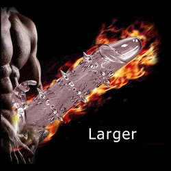 Penis Extender Reusable Silicon Condom With Spike Dotted Penis Sleeve For Men Seminiferous Ring Testis Dildo Sex Tooys SEX041