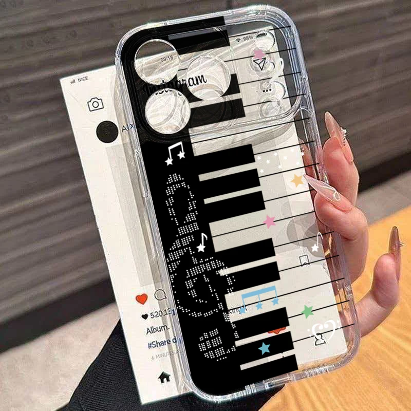 Silicone Phone Case For Redmi Note 14 13 12 11 10 Pro Plus 5G Redmi 13 13C 4G Shockproof Letter Music Note Painted Bumper Cover view 2