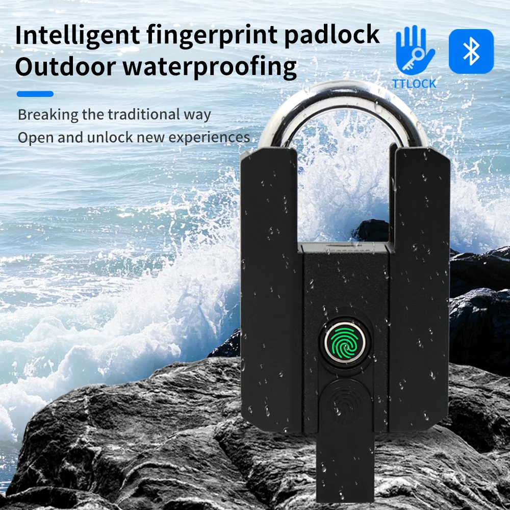 Biometric Fingerprint Padlock IP67 Waterproof Smart Keyless Pad Lock TTlock App Control Anti-Cutting High Quality Gym Lock