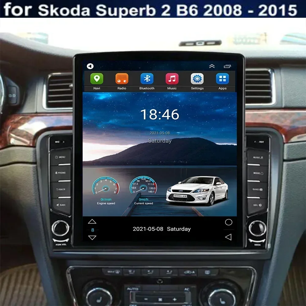 カーラジオおよびビデオメディアプレーヤー,テスラタイプ,9.7インチ,Android 13,skoda supervel 2,b6,2008, 2009, 2010, 2011, 2012,2015-