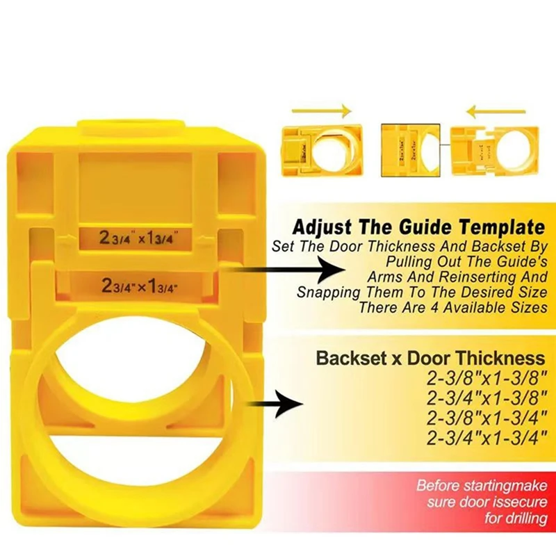 AB15-1-3/8Inch - 1-3/4Inch Door Lock Installation Kit For Wooden Doors With Guide Template, Door Lock Hole Saw