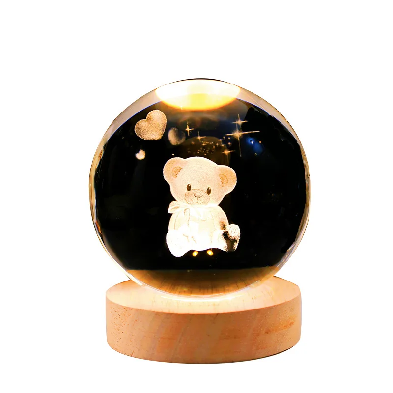 Miniatures Light-emitting Crystal Ball Room Decor Decoration  Night  Ambient Light Cute Room Decor Gifts for Friends and Lovers