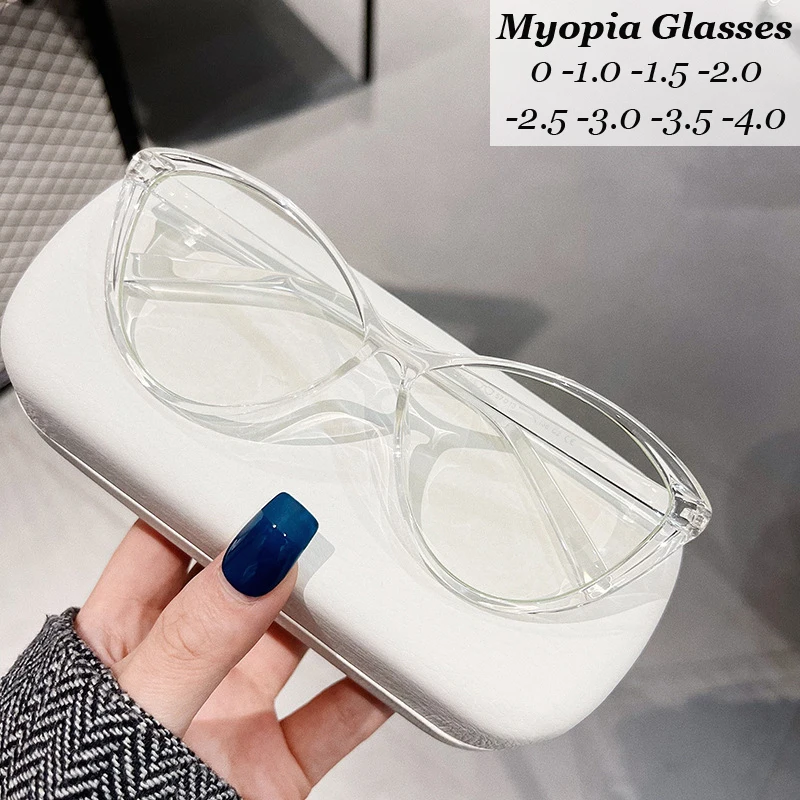 

Fashion Anti Blue Light Ladies Myopia Glasses Cat Eye Style Eyeglasses for Near Sight Optical Prescription Short Sight Glasses