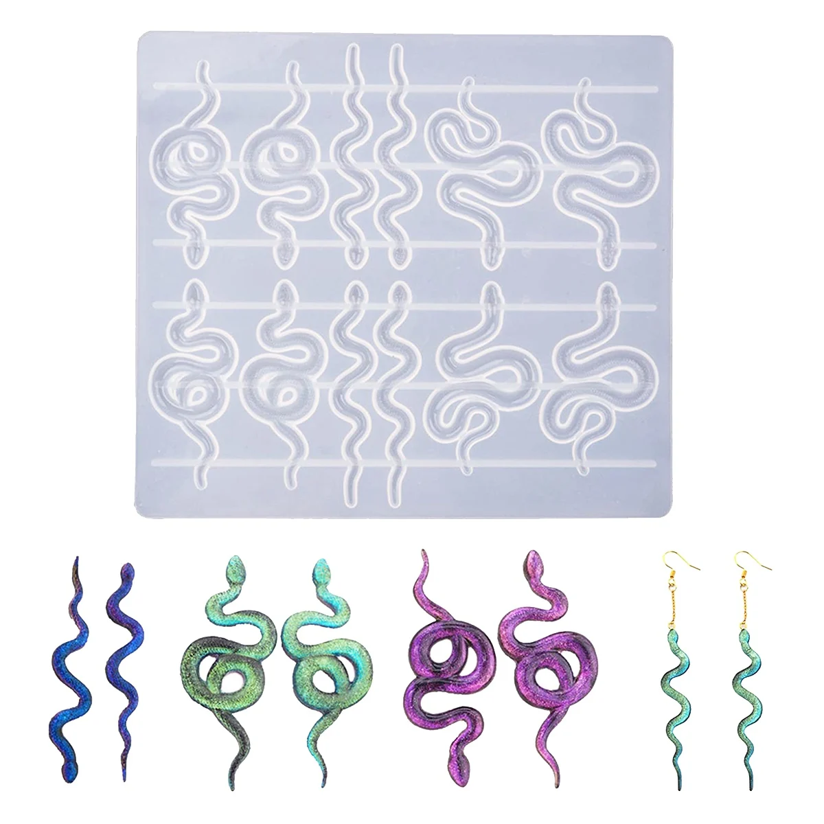 Snake Earring Resin Mold,Silicone Epoxy Resin Casting Molds for Crafts DIY,Jewelry Making,Stud Earring,Pendant,Key Chain