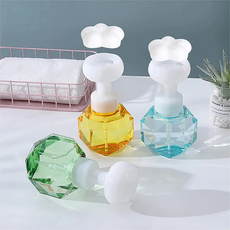 Kitchen Plastic Refillable Containers Flower Soap Dispenser Foam Pump Bottle For Cosmetic Facial Cleanser Shampoo Shower 300Ml