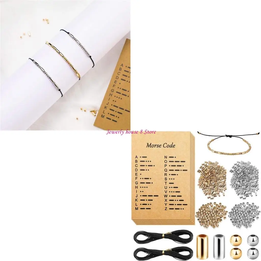 

400 Round Beads 400 Long Tube Beads 20 Morse Code Decoding Card 1Roll Wax Line