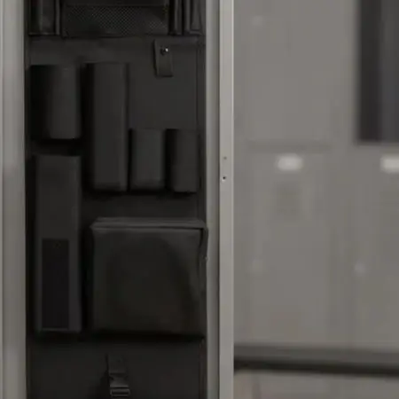 Vertical Hanging Organizer with Mirror for Locker Doors Supporting Quick for access to Frequently Used Items and Gear
