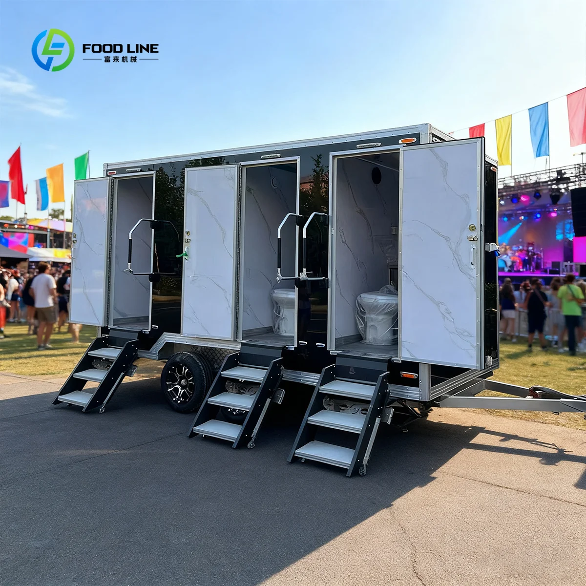 Customized Luxury Portable Shower Cabin Mobile Bathroom Shower with Trailer Outdoor Use Sandwich Panel Construction