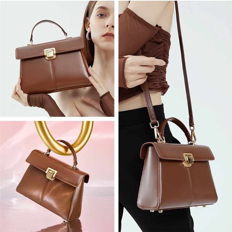 Toptrends Cowhide Genuine Leather Small Shoulder Crossbody Bags For Women 2024 Trend Luxury Designer Ladies Handbags And Purses