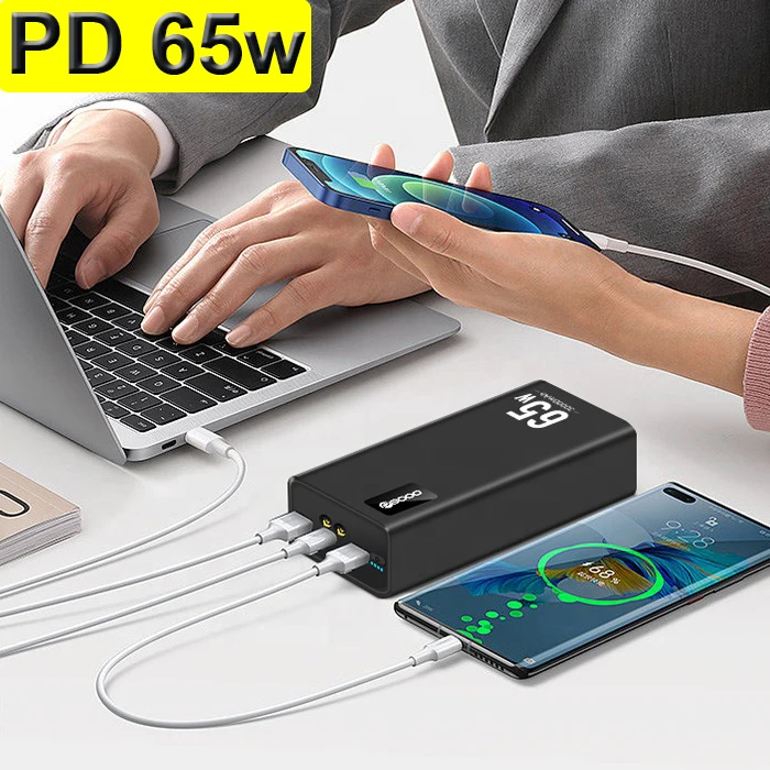 

PSOOO Pd 65w 50000mah Power Bank Fast Charger Powerbank Laptop External Battery For Laptops Iphone Smartphone Xiaomi Huawei Mac