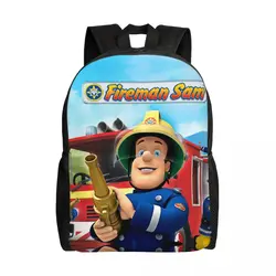 Custom Fireman Sam Backpacks for Women Men School College Students Bookbag Fits 15 Inch Laptop Cartoon Firefighter Bags