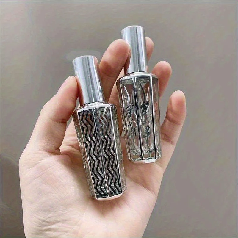 4pcs/set 0.51oz Random Patterns Glass Perfume Bottle Portable Refillable Empty Containers Cosmetic Spray Atomizer Travel Sub-Bot