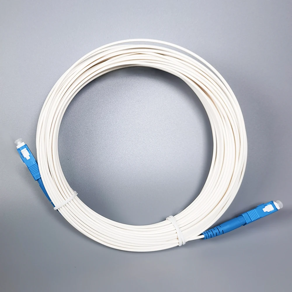 Cabo de extensão de fibra óptica, fibra óptica Patch Cord, LSZH branco, SC, UPC-SC, UPC, FTTH, GJXFH-1G657B3, 2,0x1,6, 20m