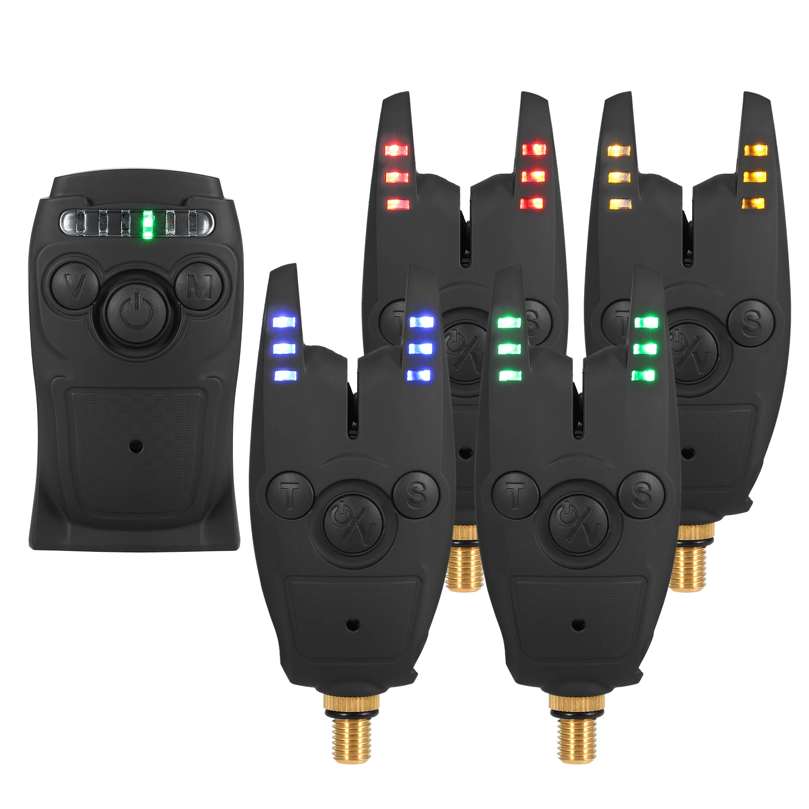 Lixada Fishing Bait Alarm Set with Portable Case Fishing Bait Alert Set Luminous Fishing Bait Indicator Digital Fishing Alert Ki