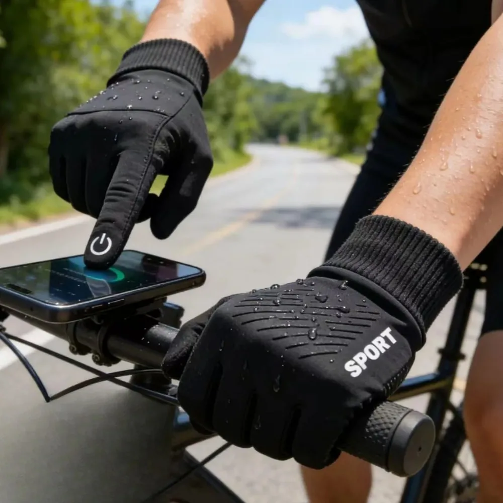 

Warm Full Finger Cycling Gloves Waterproof Touch Screen Fleece Gloves for Outdoor Sports Running Motorcycle Ski