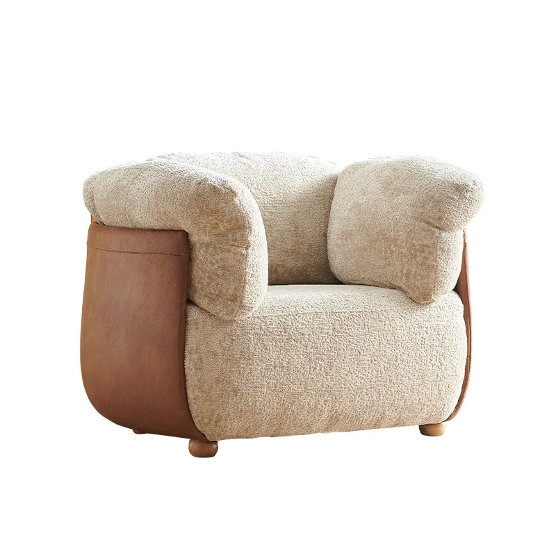 

Light luxury single sofa living room home, minimalist leather art high-end art balcony leisure chair