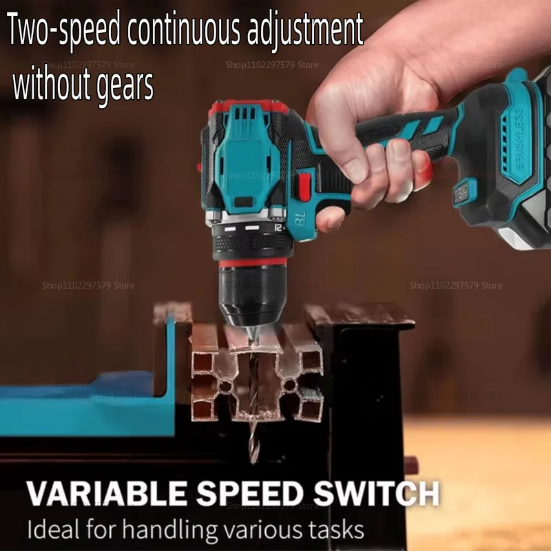 สว่านไขควงไร้สายแบบไร้แปรงถ่าน 10 มม. 2 สปีด แรงกระแทกสูง สำหรับแบตเตอรี่ 18V เหมาะสำหรับงาน DIY ในบ้านและงานก่อสร้างหนัก