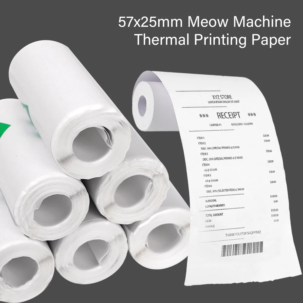 Mini Photo Printer Paper Rolls Thermal Paper 57x25mm White Color Gift Home DIY Sticker Office Label Receipt Bill for Peripage