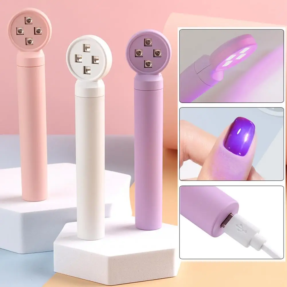 Lâmpada LED UV portátil do prego, Mini secador portátil para Gel Nail Cure, Viagem-Friendly, interface USB, rosa, tamanho pequeno