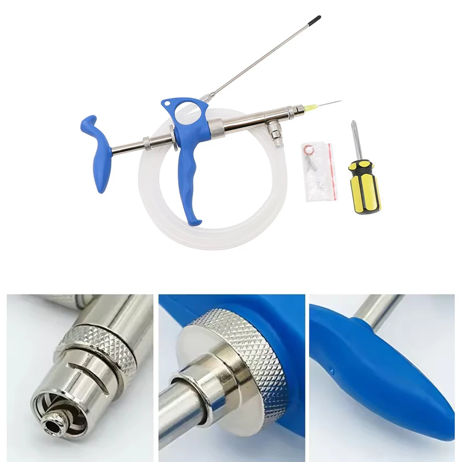 

0.2-2.0cc fixed dose Continuous Vaccine Syringe Adjustable Quantitative Metal Continuous Syringe Livestock Veterinary Tools