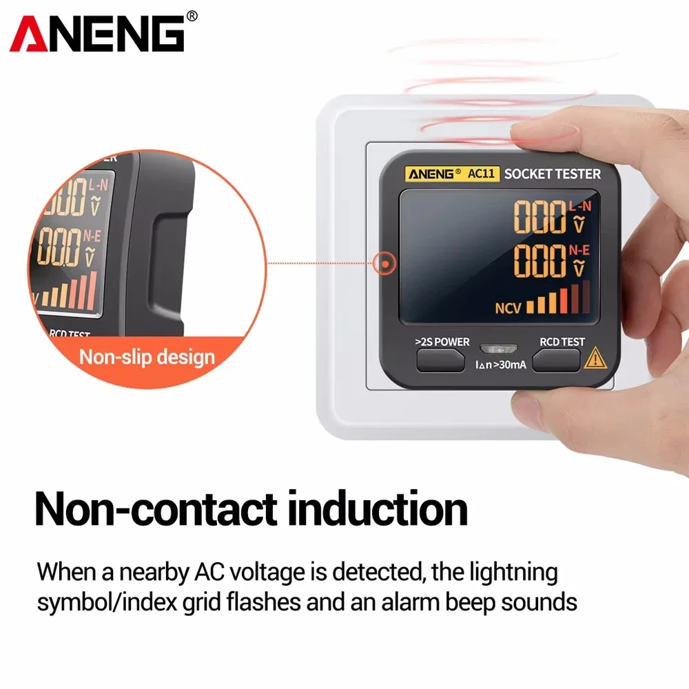 ANENG AC11 Digital Smart Socket Tester Voltage Test Socket Detector US/UK/EU/AU Plug Ground Zero Line Phase Check Rcd NCV Test