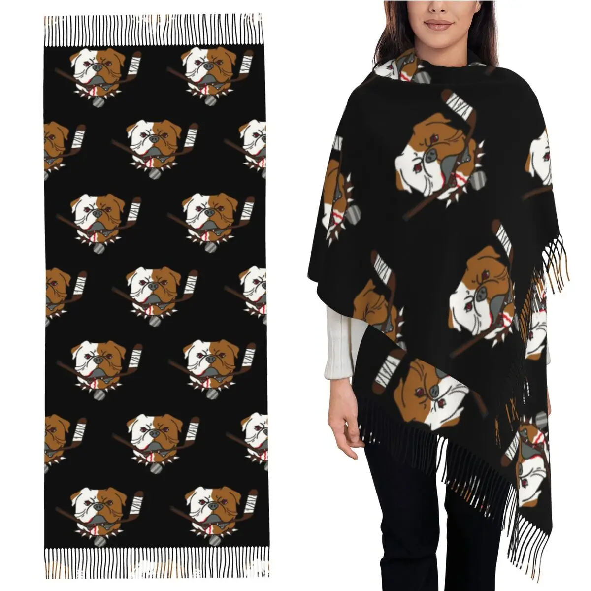 

SHORESY Sudbury Bulldogs Logo Scarf Tassel Scarves for Women Soft Warm Shawls and Wraps Long Fall Winter Shawl Wrap