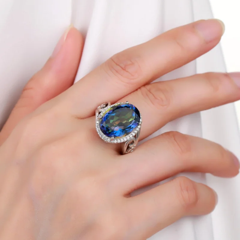 real brand genuine jewels Design Sense Luxury Treasure Fashion s925 Silver Inlaid Colorful Crystal Ring high quality