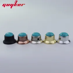 3 PCS Guyker Potentiometer Knob Electric Guitar Bass Metal Control Volume Knob Hat Type Blue Turquoise Surface