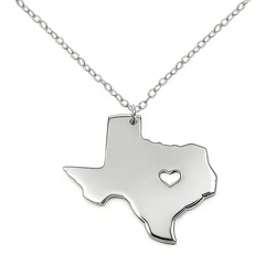 Trendy USA Texas Map Necklace Stainless Steel US State Map Pendant Necklaces For Women Men Jewelry