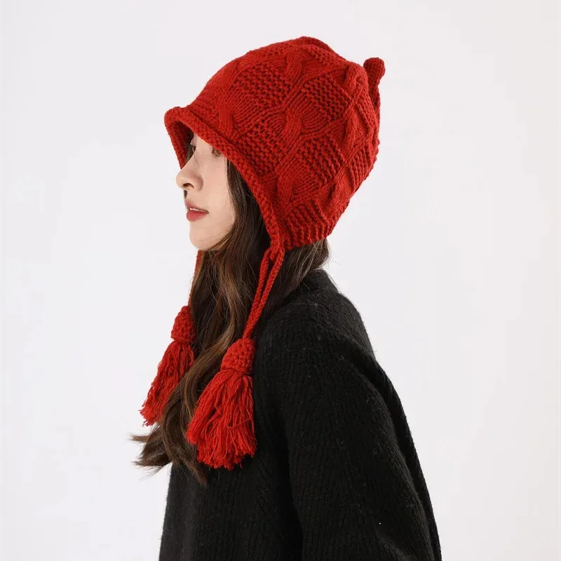 

Winter Hats Outdoor Knitted Beanie Caps Woman Men Cycling Ear Protection Casual Cap Female Beanies