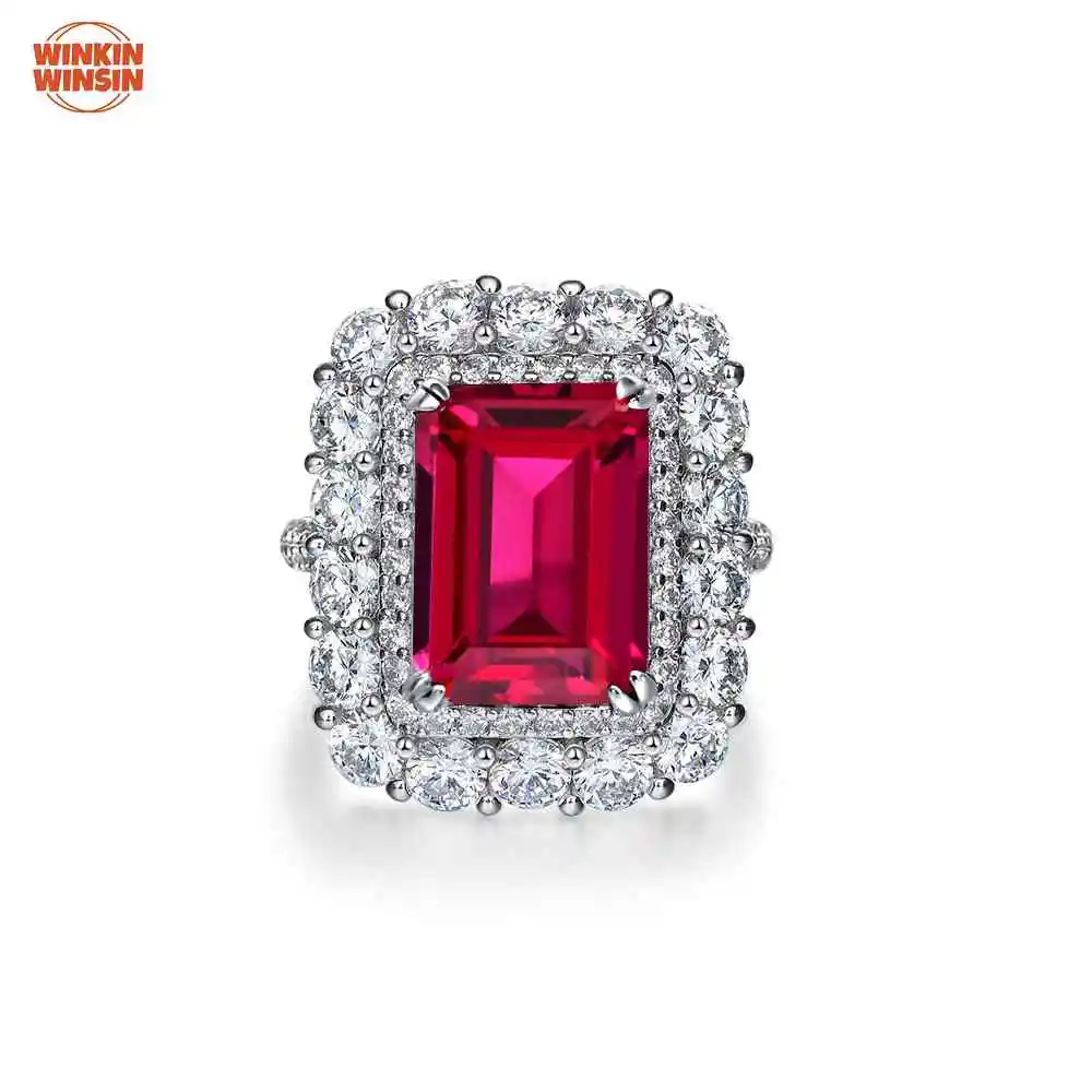 

Winkin Winsin Luxury 10ct Ruby Ring Geometric Temperament Ring For Women 925